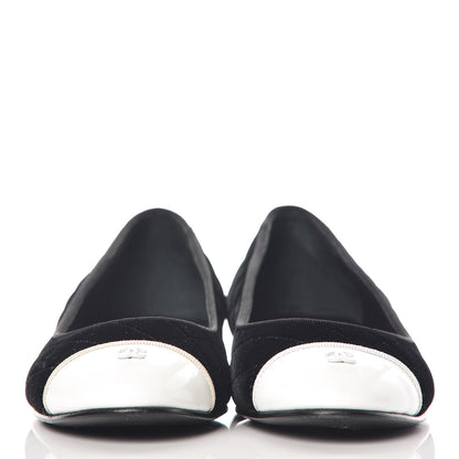 Chanel Velvet Lambskin Cap Toe Ballerina Flats 36.5 Black 4 of 15
