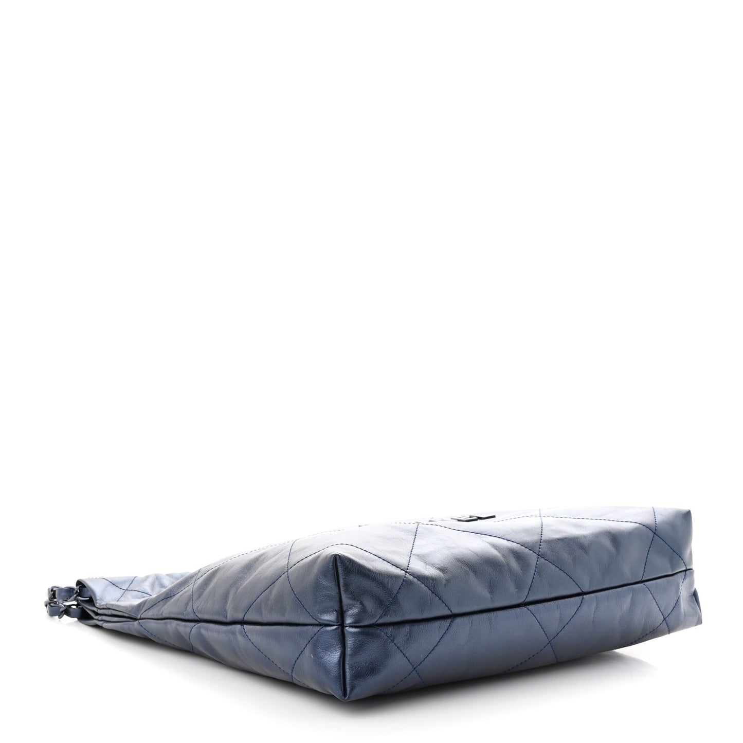 Metallic Calfskin Quilted Small Chanel 22 Navy Blue