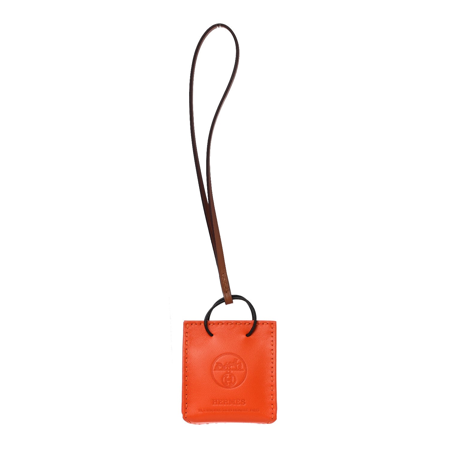 Hermes Milo Lambskin Swift Shopping Bag Charm Feu Gold 1 of 5