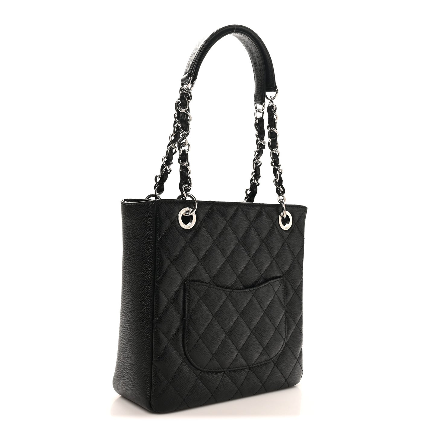Caviar Quilted Petit Shopping Tote PST Black