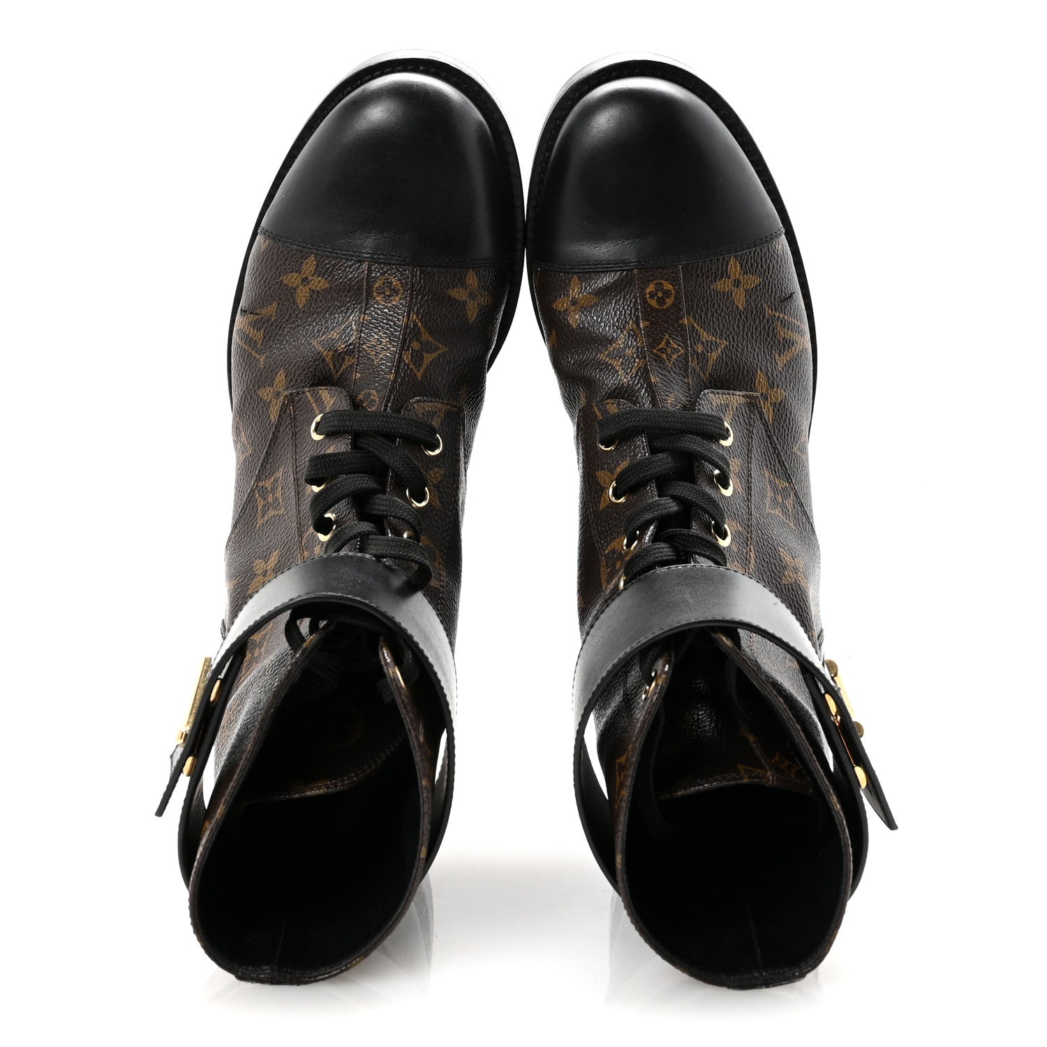 Louis Vuitton Calfskin Monogram Wonderland Flat Ranger Boots 40 Black 2 of 8