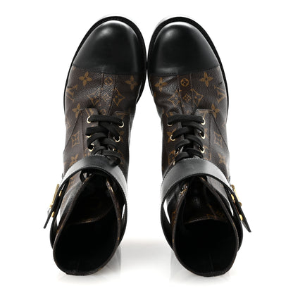 Louis Vuitton Calfskin Monogram Wonderland Flat Ranger Boots 40 Black 2 of 8