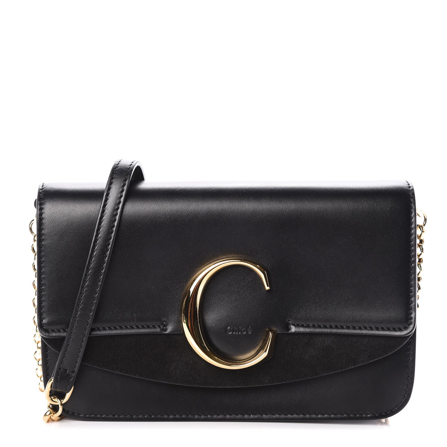 Chloe Calfskin Suede C Clutch With Chain Black 1 of 9