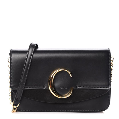 Chloe Calfskin Suede C Clutch With Chain Black 1 of 9