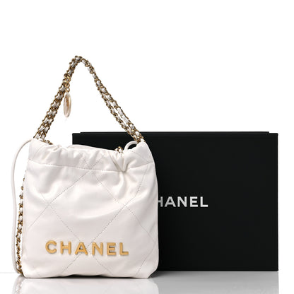 Chanel Shiny Calfskin Quilted Mini Chanel 22 White 10 of 10