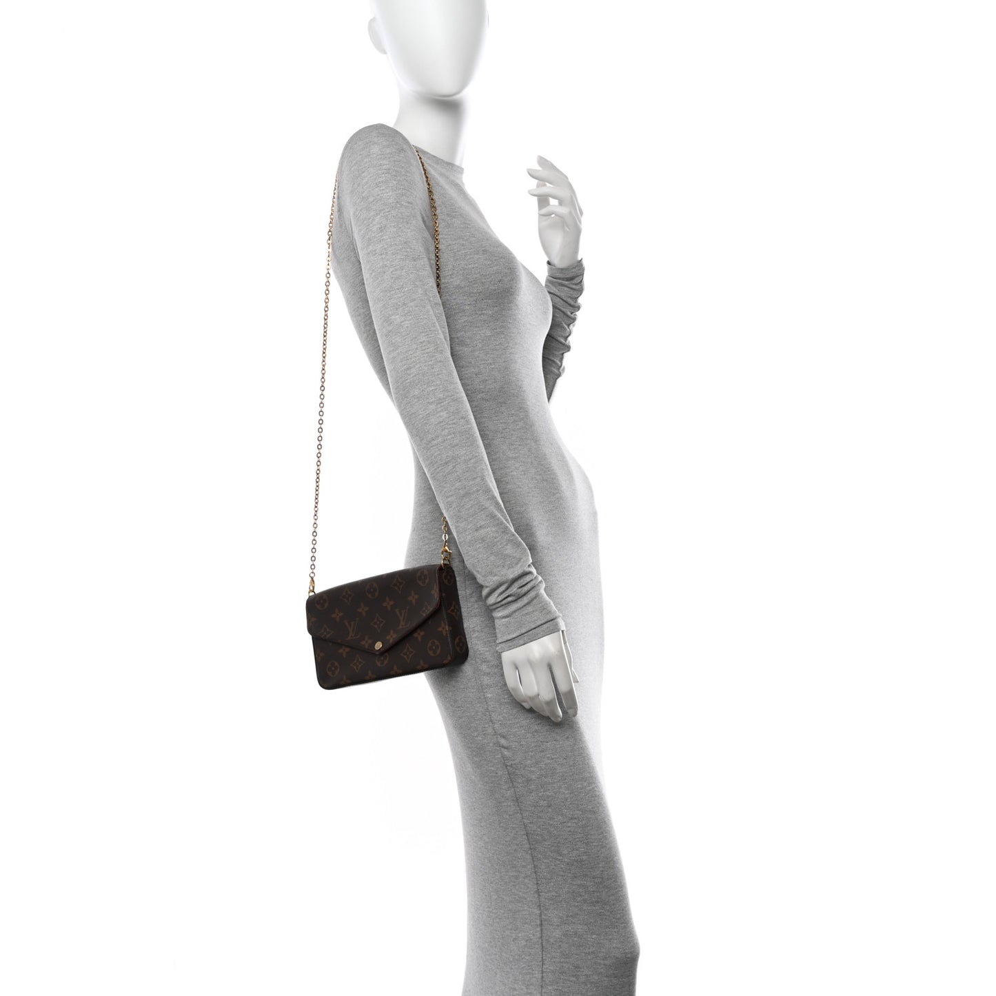 Monogram Pochette Felicie Chain Wallet Fuchsia