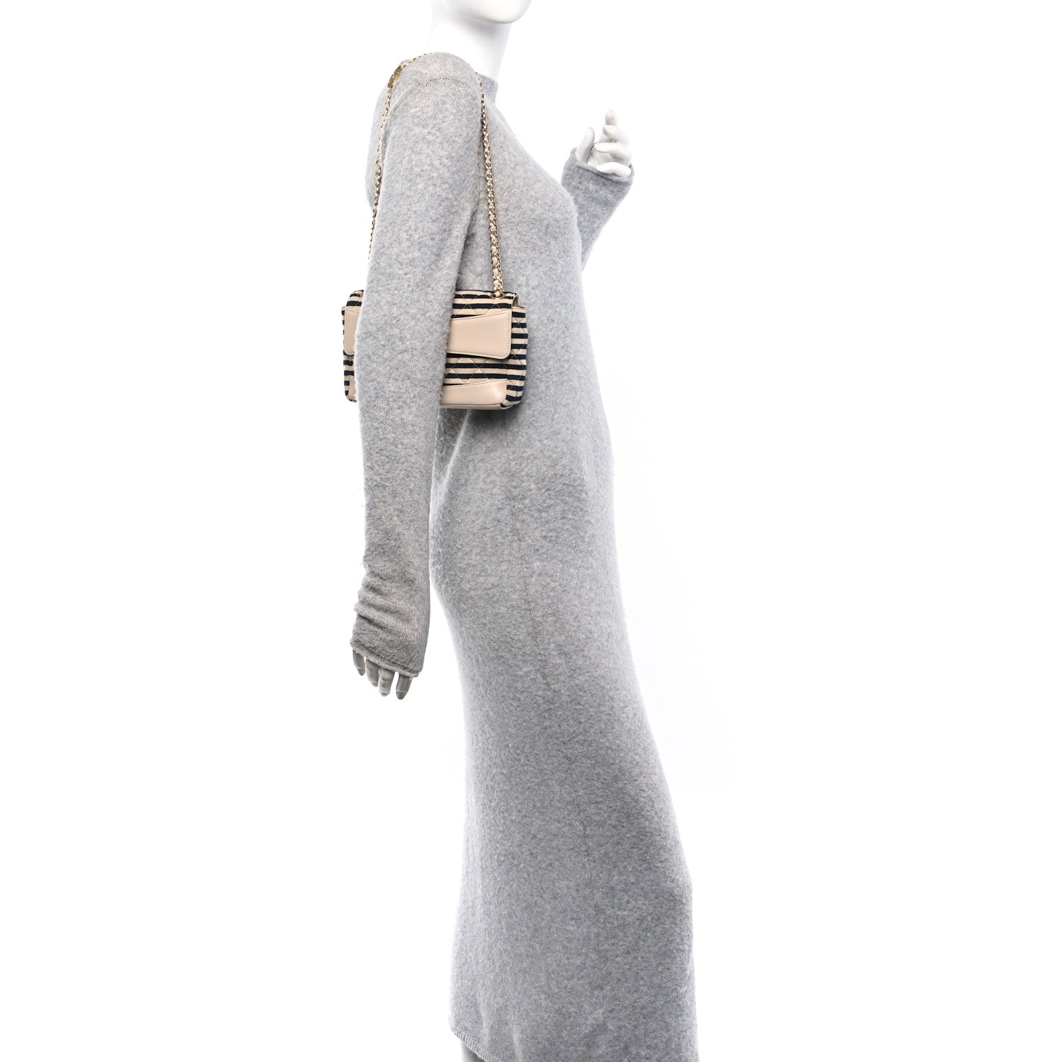 Chanel Jersey Quilted Small Coco Sailor Flap Beige Navy 3 of 17