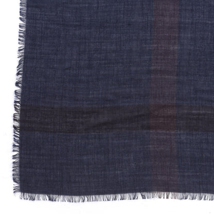 Burberry Silk Modal Wool Cashmere London Check Lightweight Square Scarf Navy 2 of 4