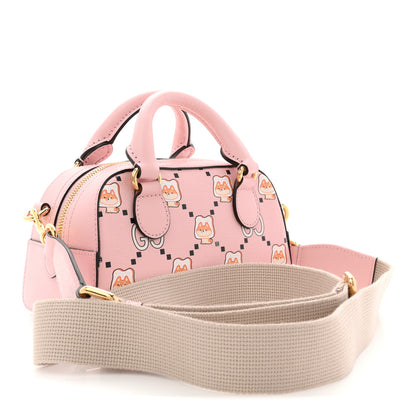 Gucci X PIKARAR Textured Dollar Calfskin Animal Print Mini Ophidia Top Handle Bowler Bag Pink Multicolor 3 of 11