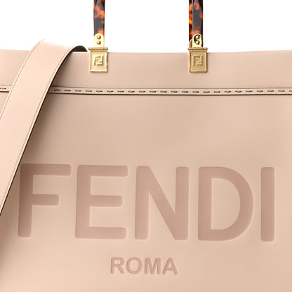 Fendi Vitello King Plexiglass Logo Embossed Medium Fendi Sunshine Shopper Tote Light Rose 10 of 10