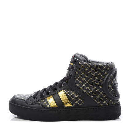 Gucci X DAPPER DAN Calfskin Laminated Ayers GG Micro Monogram Womens High Top Sneakers 35.5 Black 1 of 9