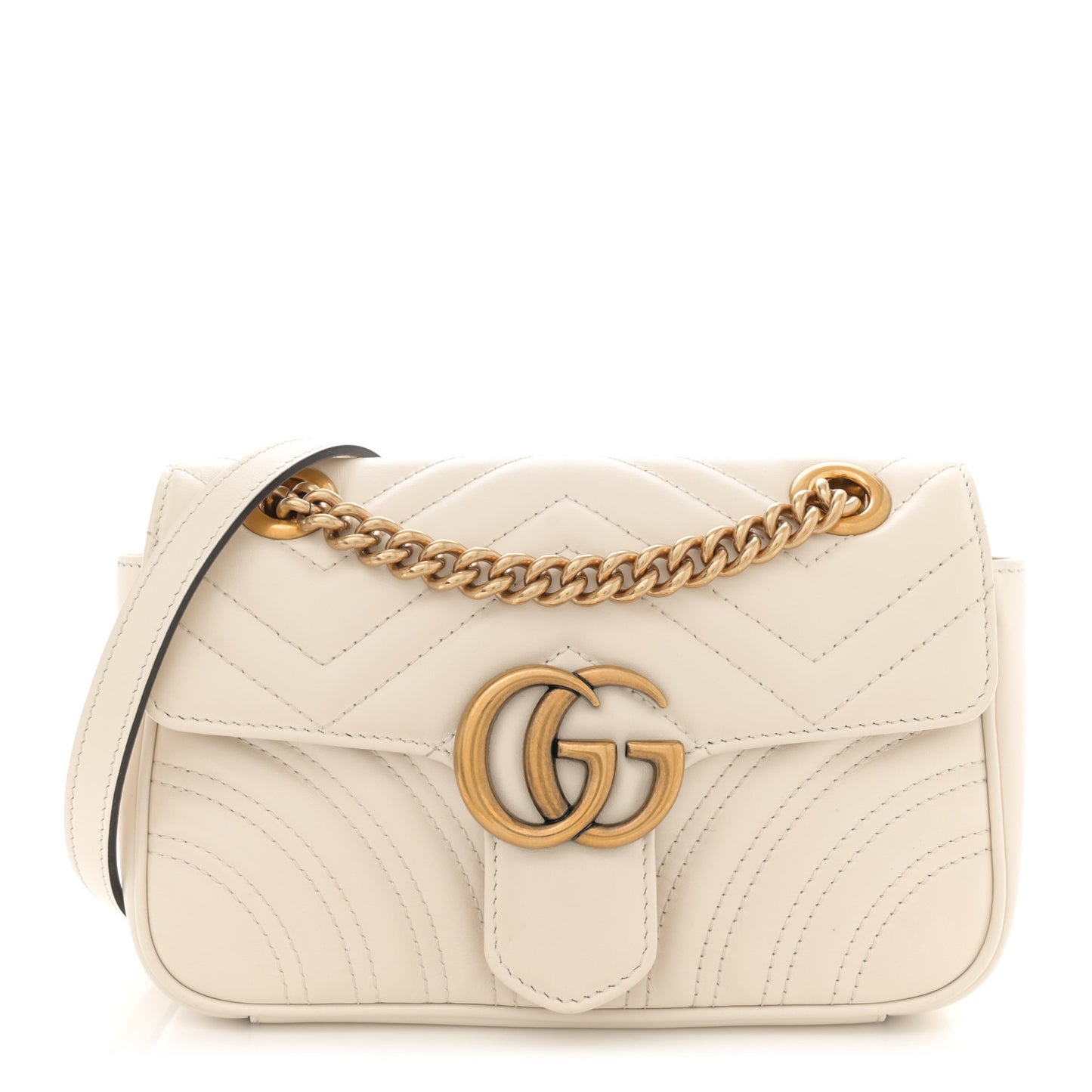 Calfskin Matelasse Mini GG Marmont Shoulder Bag White