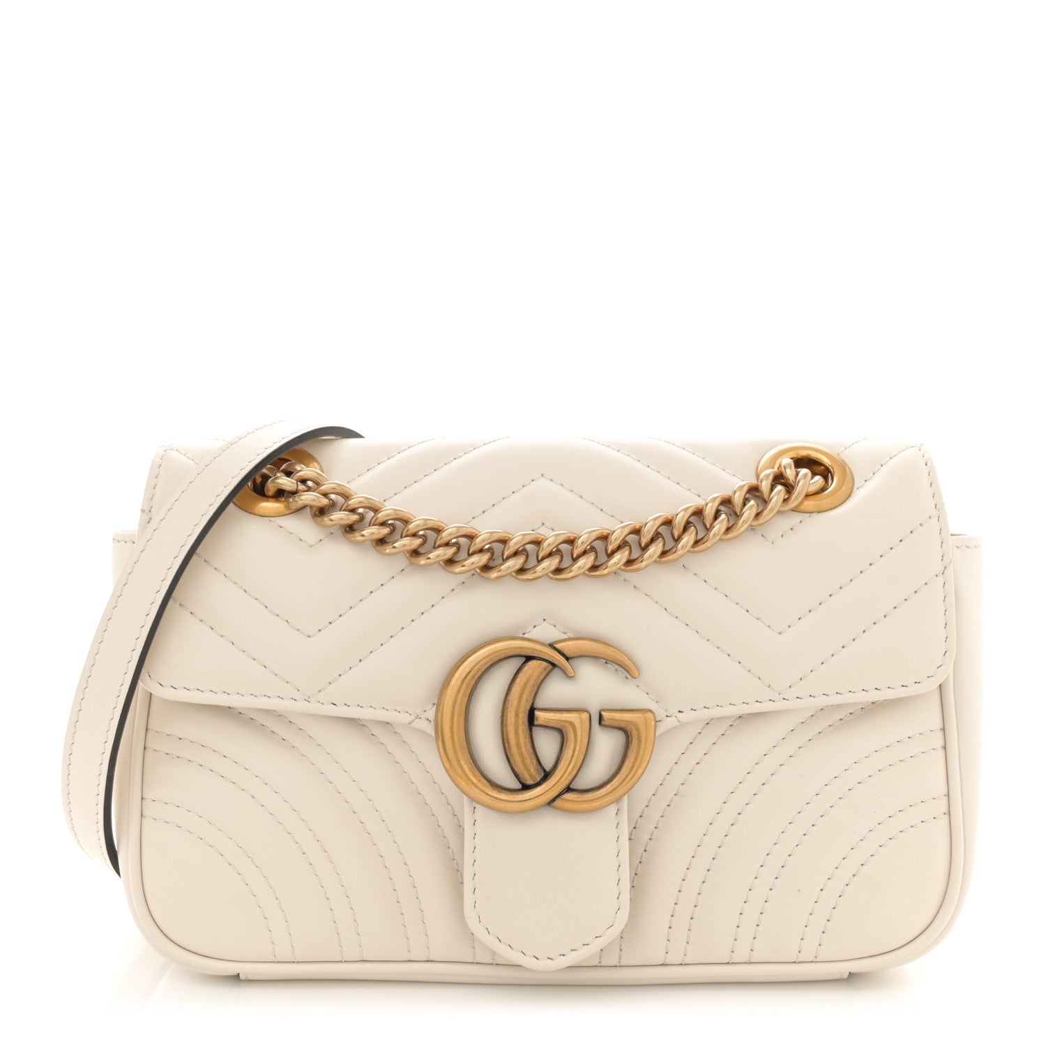 Gucci Calfskin Matelasse Mini GG Marmont Shoulder Bag White 1 of 11