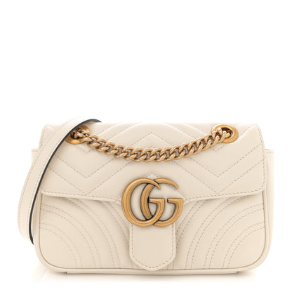 Gucci Calfskin Matelasse Mini GG Marmont Shoulder Bag White 1 of 11