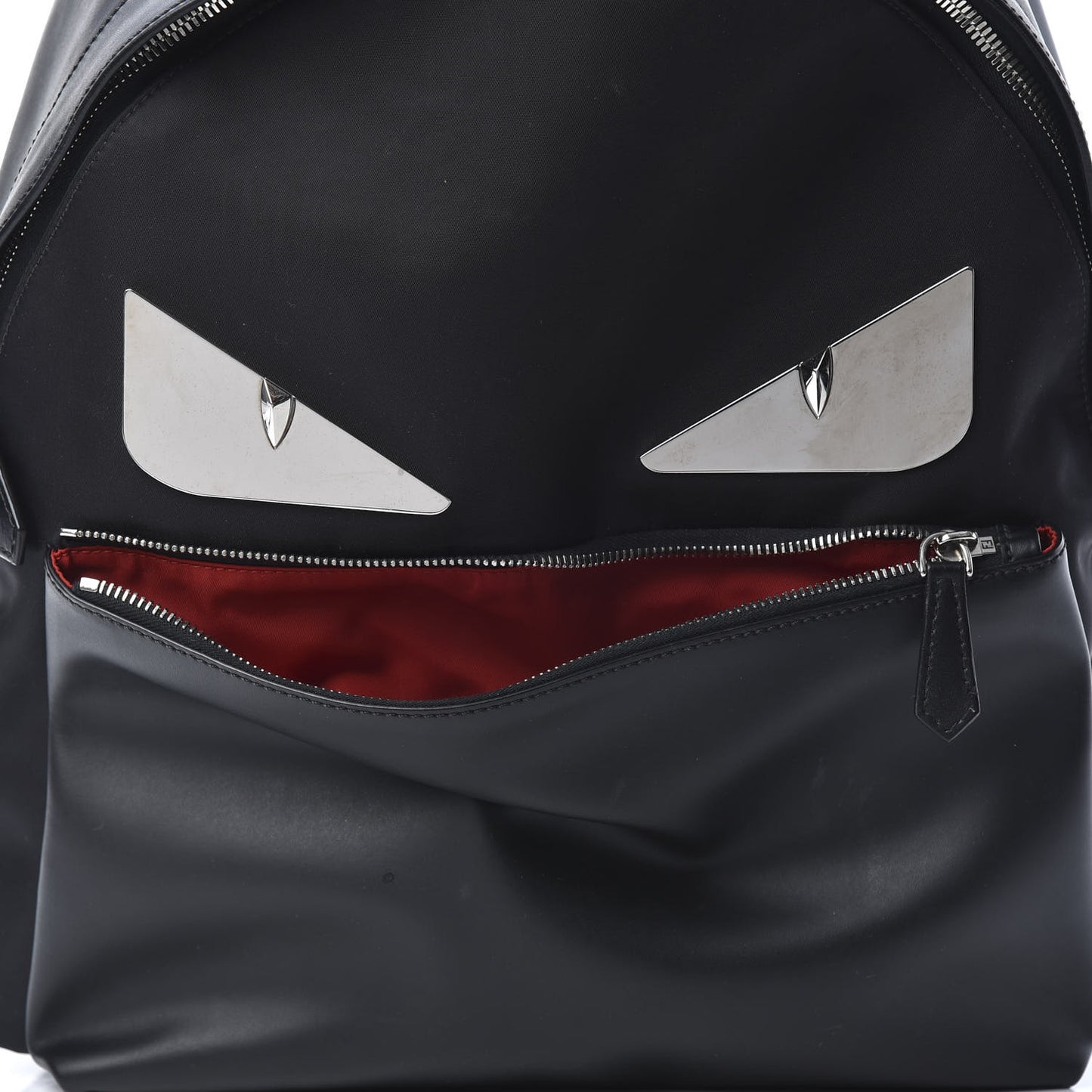 Nylon Vitello Liberty Metal Monster Eyes Rounded Backpack Black