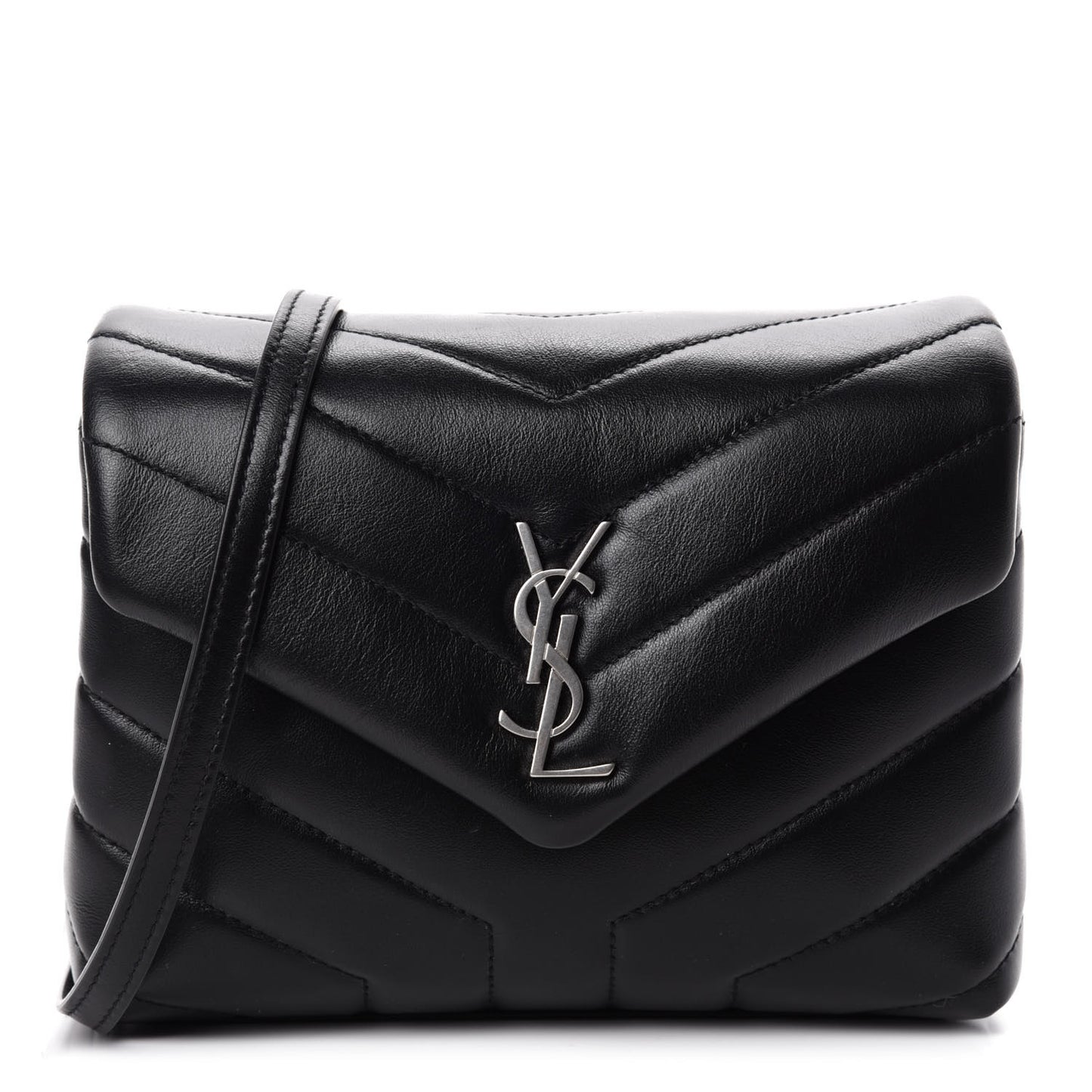 Calfskin Y Quilted Monogram Toy Loulou Crossbody Bag Black