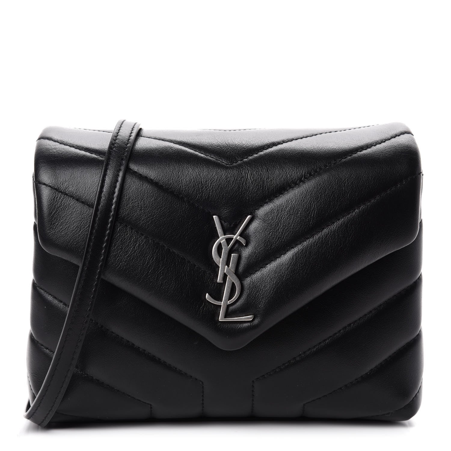 Saint Laurent Calfskin Y Quilted Monogram Toy Loulou Crossbody Bag Black 1 of 12