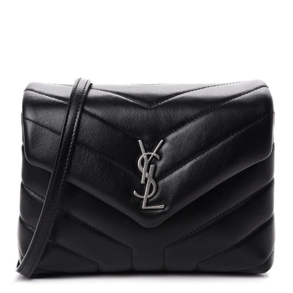 Saint Laurent Calfskin Y Quilted Monogram Toy Loulou Crossbody Bag Black 1 of 12