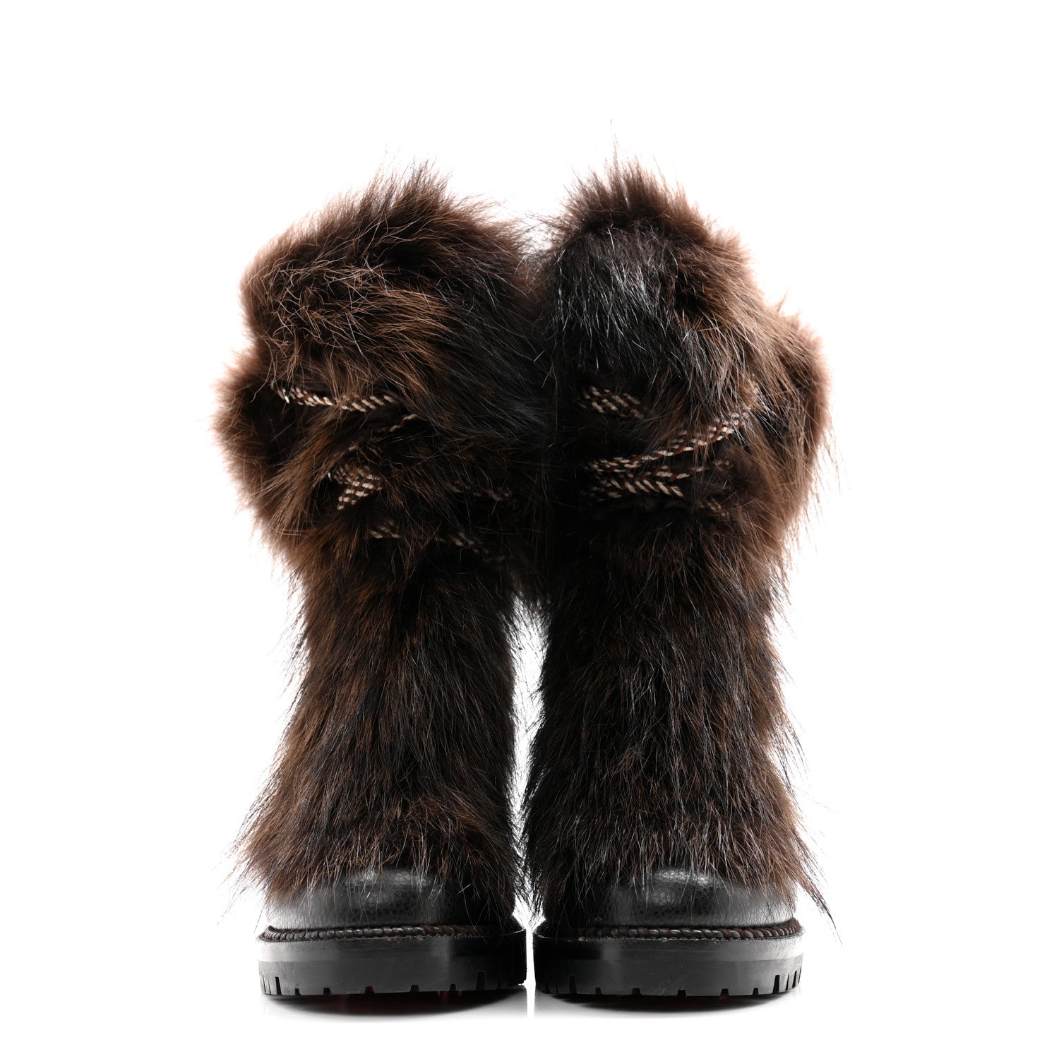 Christian Louboutin Grained Calfskin Raton Laveu Racoon Fur Fanny 70 Ankle Boots 36.5 Black 2 of 7