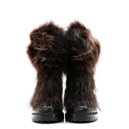 Christian Louboutin Grained Calfskin Raton Laveu Racoon Fur Fanny 70 Ankle Boots 36.5 Black 2 of 7