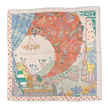 Hermes Silk Le Premier Chant Scarf 90 Abricot Ciel Vert 1 of 3
