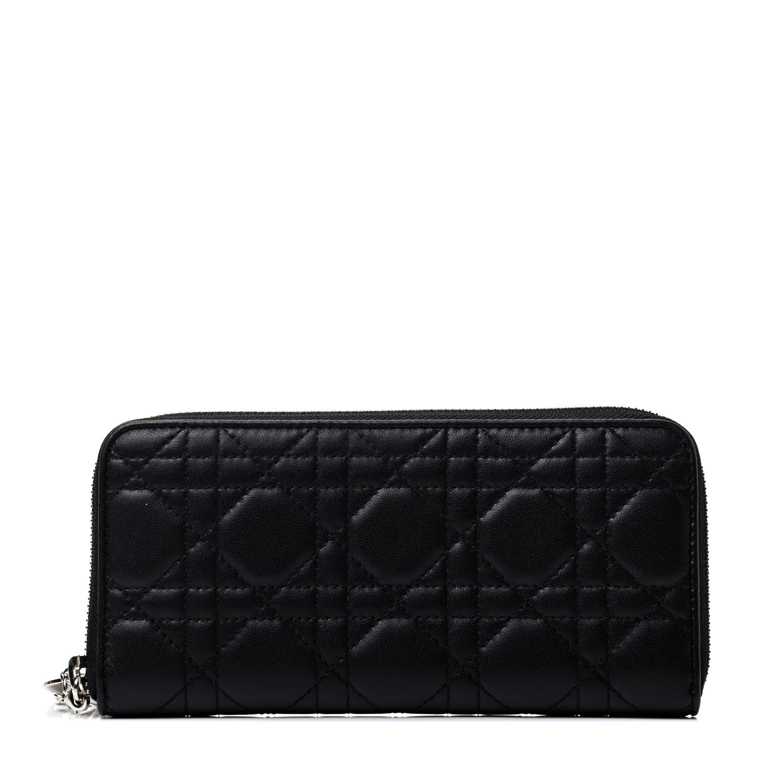 Christian Dior Lambskin Cannage Lady Dior Zip Wallet Black 1 of 4