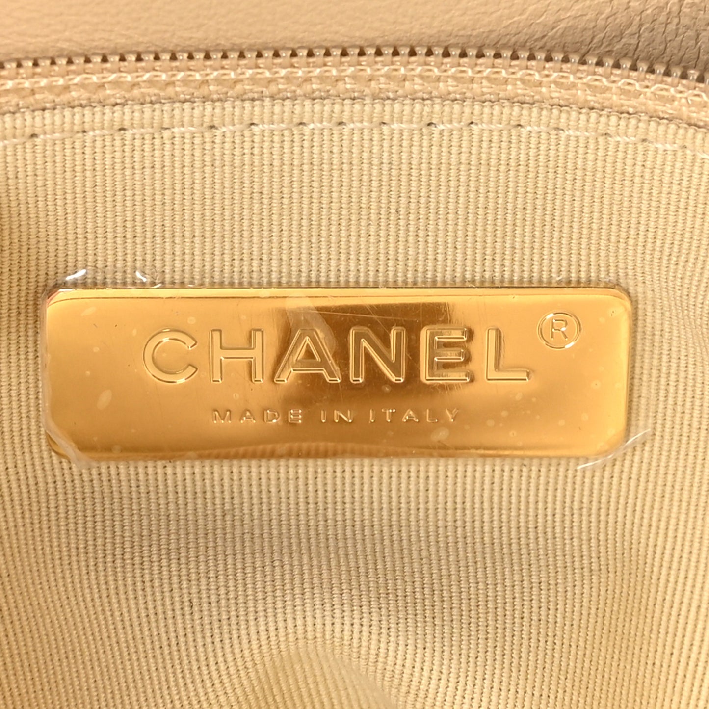 Lambskin Quilted Large Chanel 19 Flap Beige