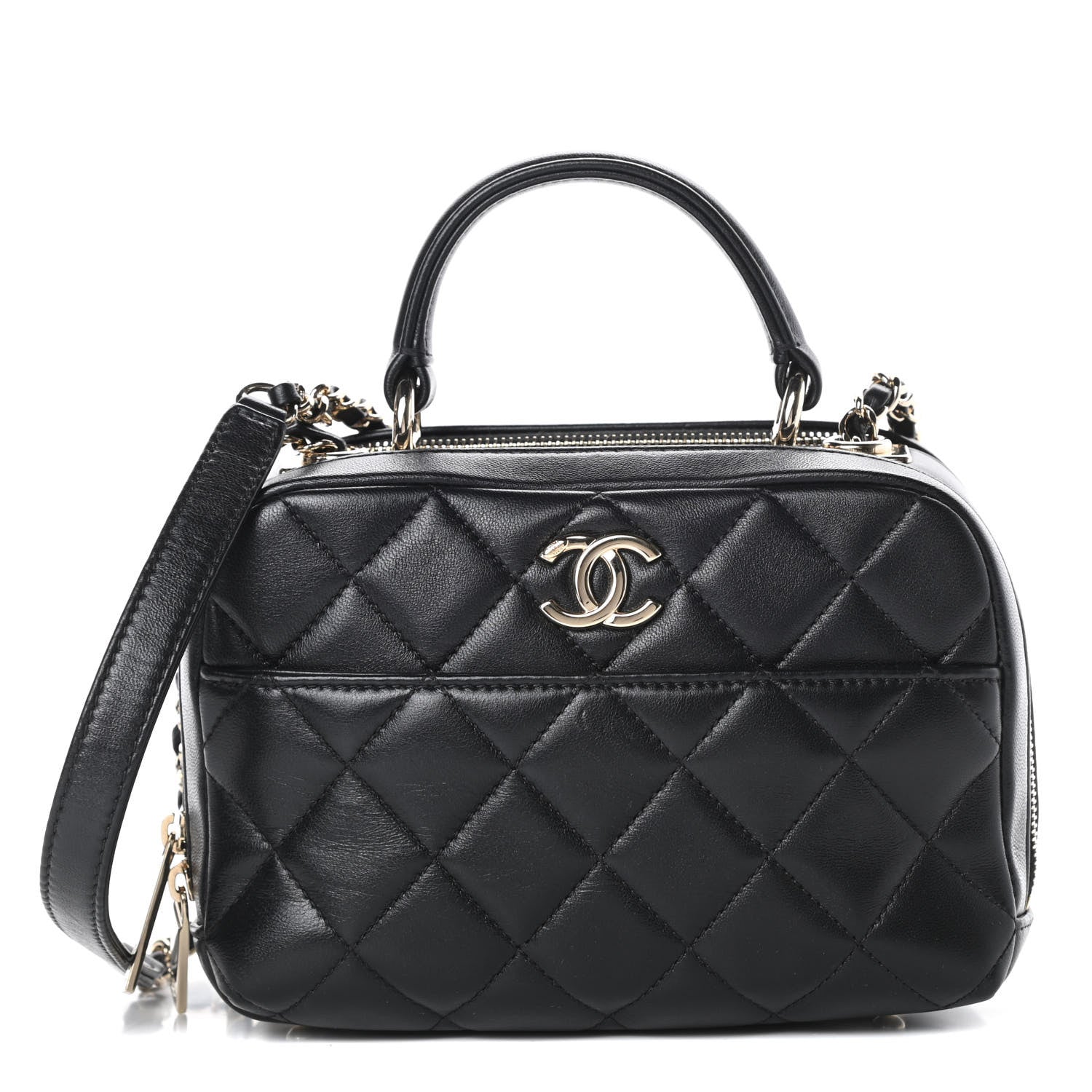 Chanel Lambskin Quilted Small Trendy CC Bowling Bag Black 1 of 13