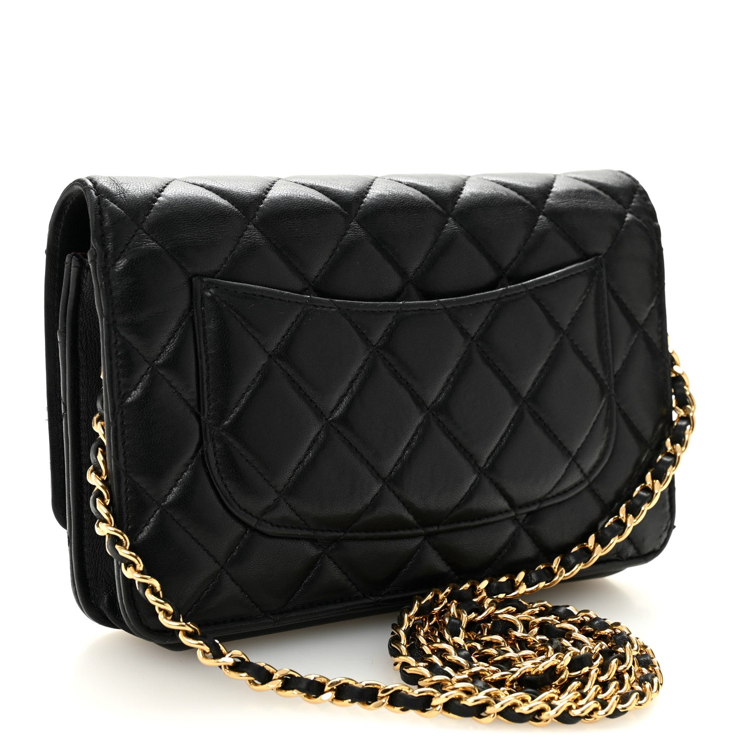 Chanel Lambskin Quilted Wallet On Chain WOC Black 1864424