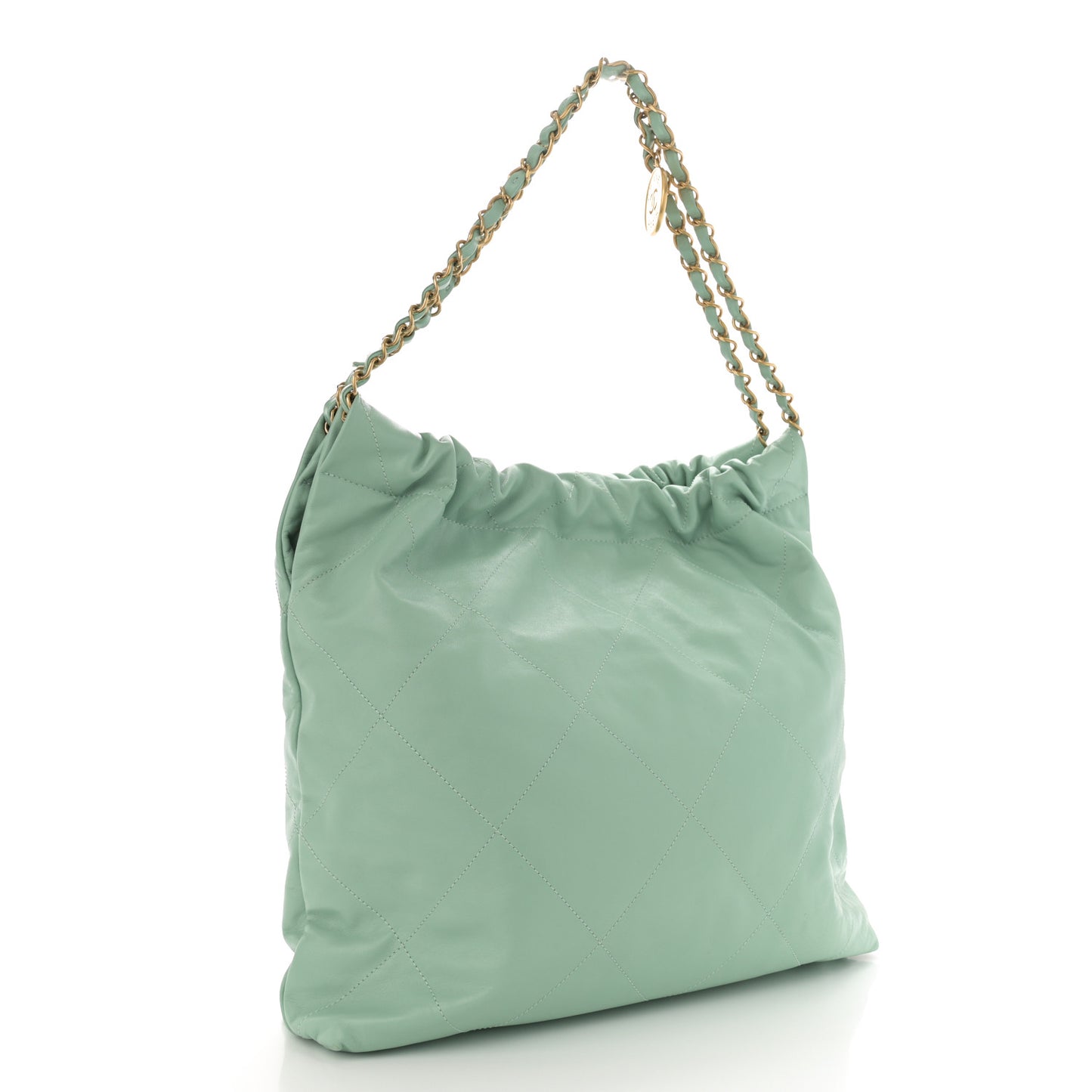Shiny Calfskin Quilted Chanel 22 Light Green