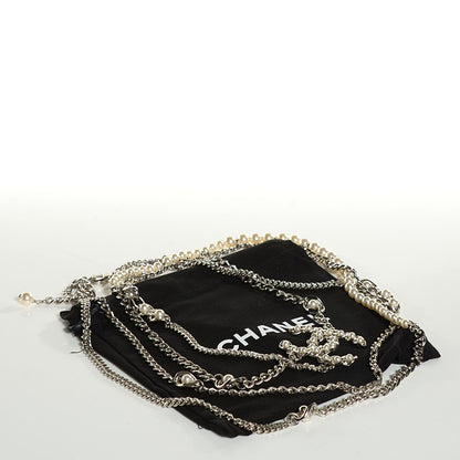 Chanel Pearl CC Multi Strand Necklace Silver 10 of 18