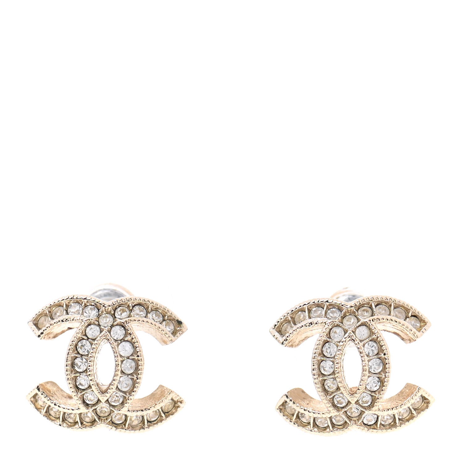 Chanel Crystal CC Earrings Gold 1 of 4