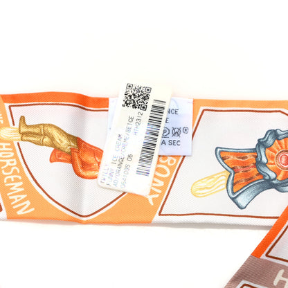 Hermes Silk Funny Ice Cream Twilly Orange Creme Beige 3 of 3