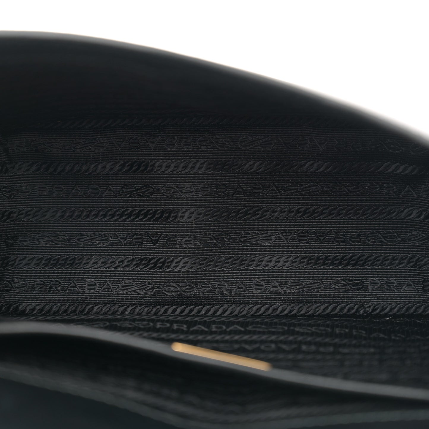 Saffiano Soft Calfskin Metal Triangle Logo Envelope Chain Shoulder Bag Black