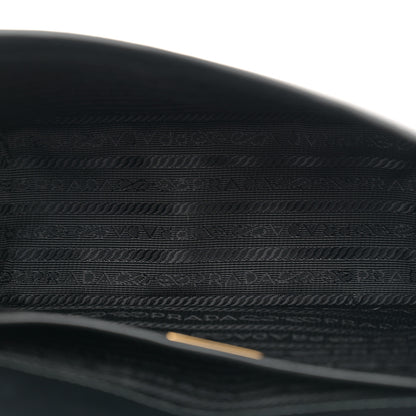 Prada Saffiano Soft Calfskin Metal Triangle Logo Envelope Chain Shoulder Bag Black 5 of 11