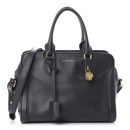 Alexander McQueen Pebbled Calfskin Small Skull Padlock Zip Around Tote Black 1 of 16
