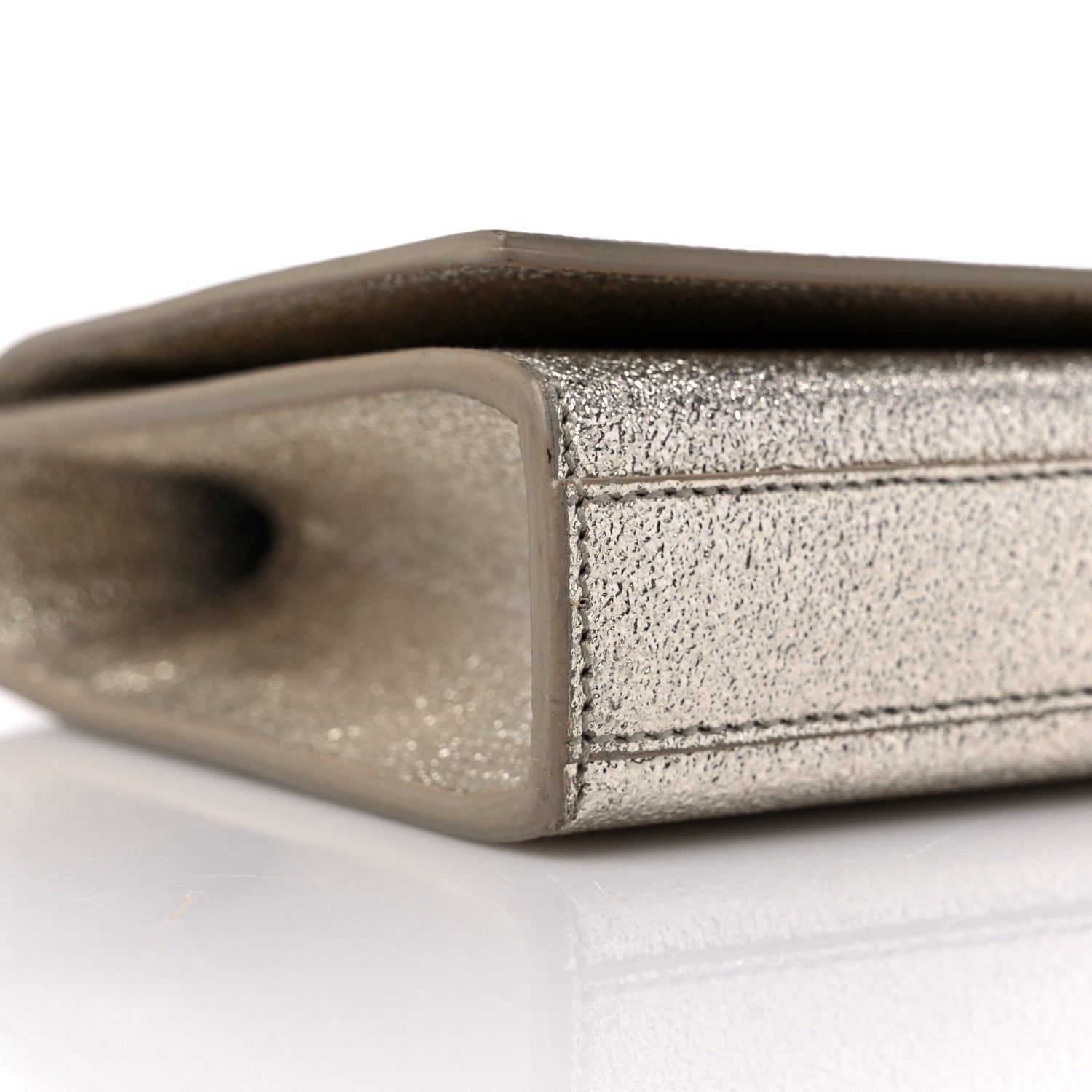 Saint Laurent Metallic Textured Calfskin Classic Monogram Cassandre Clutch Pale Gold 7 of 8
