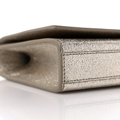 Saint Laurent Metallic Textured Calfskin Classic Monogram Cassandre Clutch Pale Gold 7 of 8