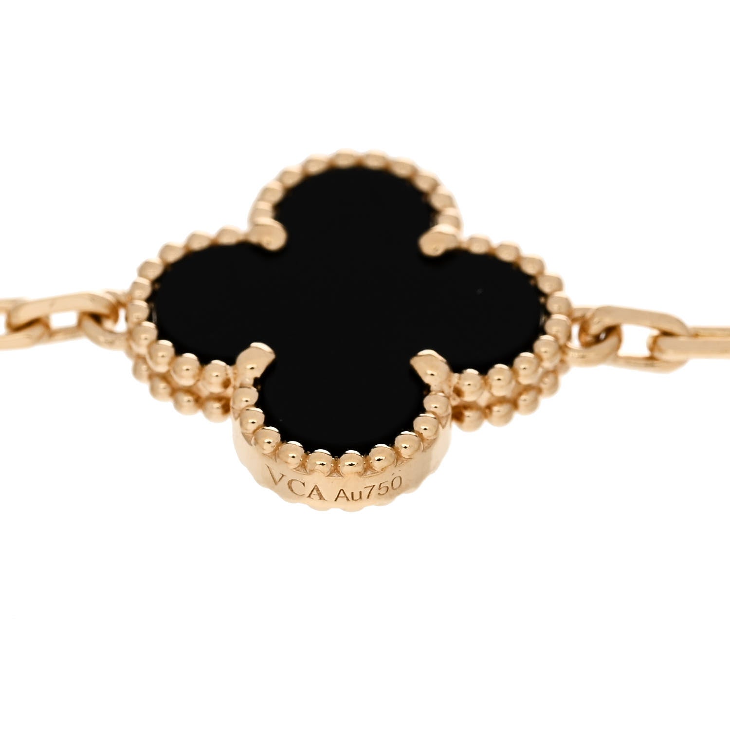 Van Cleef & Arpels 18K Yellow Gold Black Onyx 5 Motifs Vintage Alhambra Bracelet 3 of 5