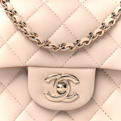 Chanel Lambskin Quilted Bi-Color Mini Top Handle Rectangular Flap Ecru Dark Beige 9 of 12