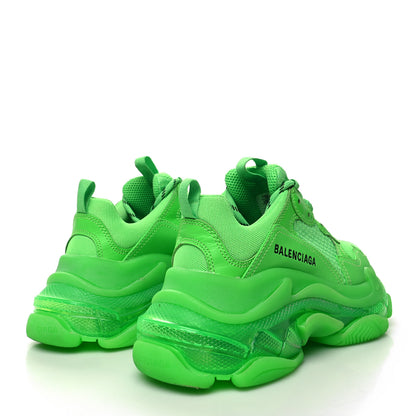 Balenciaga Fabric Mesh Clear Sole Womens Triple S Sneakers 37 Fluo Green 4 of 9