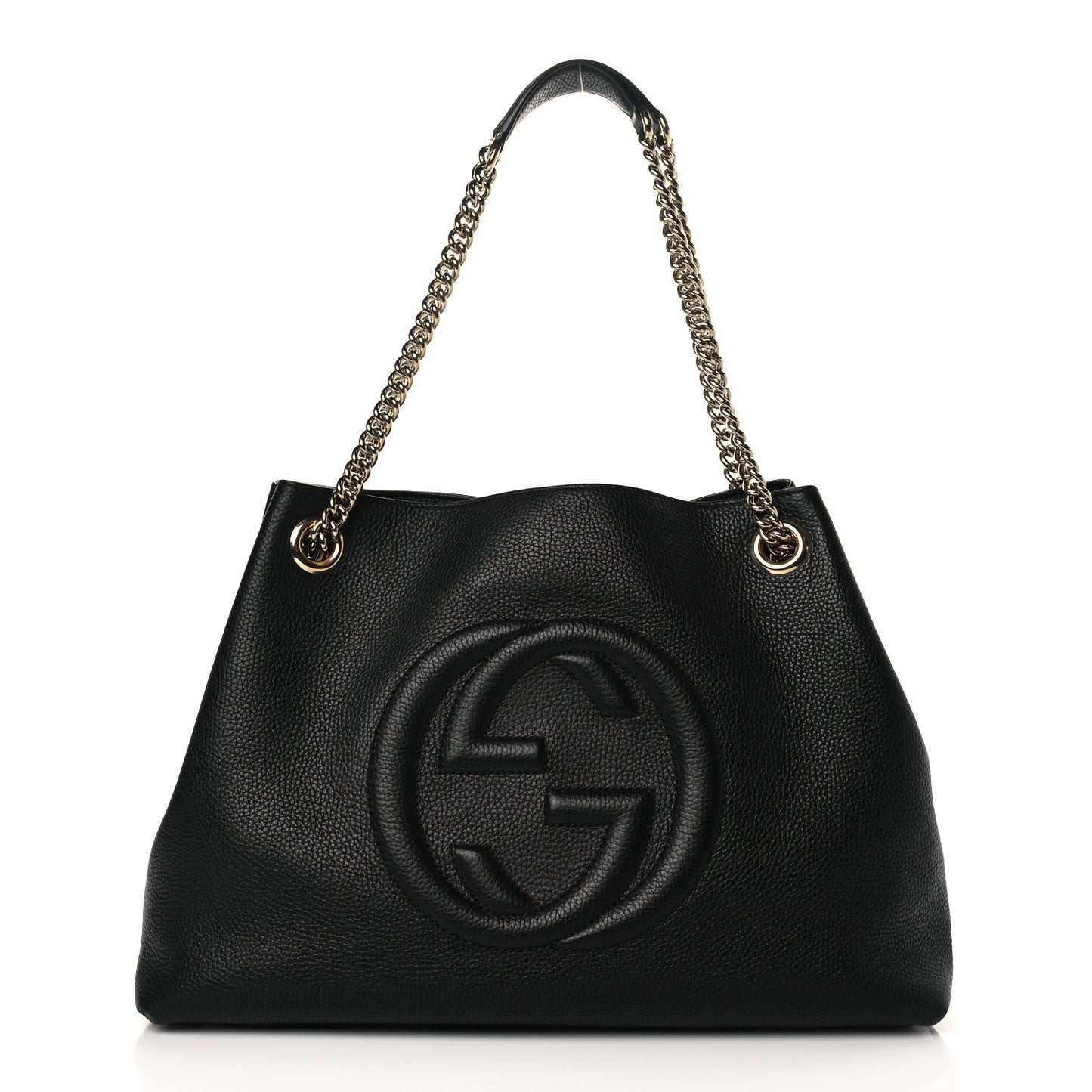 Pebbled Calfskin Medium Soho Chain Shoulder Bag Black