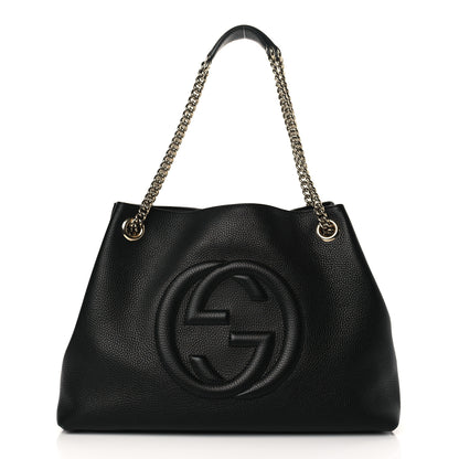 Gucci Pebbled Calfskin Medium Soho Chain Shoulder Bag Black 1 of 9