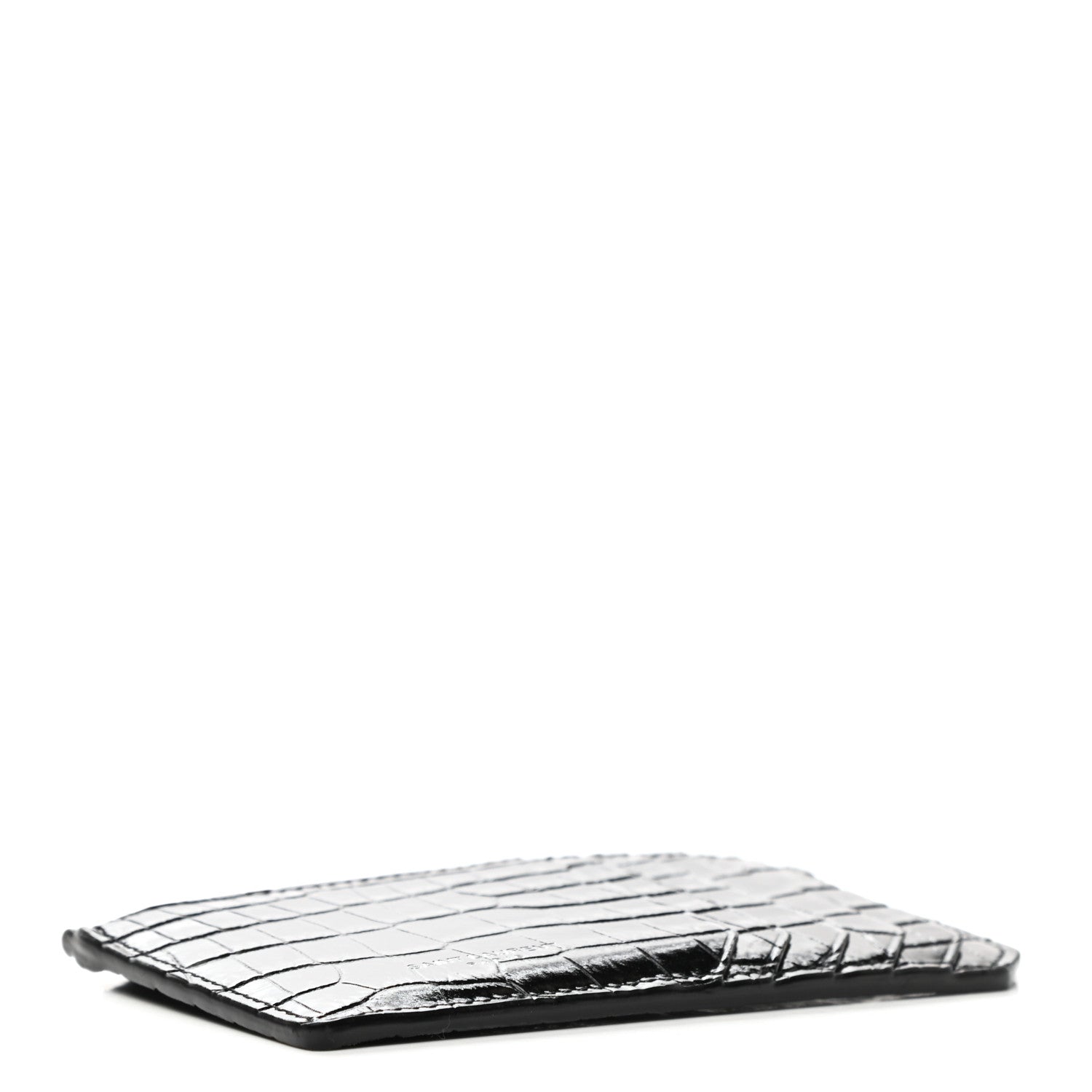 Saint Laurent Calfskin Crocodile Embossed 5 Fragments Zip Pouch Card Holder 4 of 8