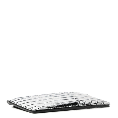 Saint Laurent Calfskin Crocodile Embossed 5 Fragments Zip Pouch Card Holder 4 of 8