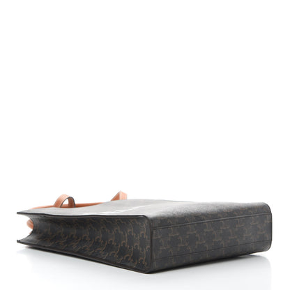Celine Triomphe Canvas Calfskin Small Vertical Cabas Tan 4 of 13