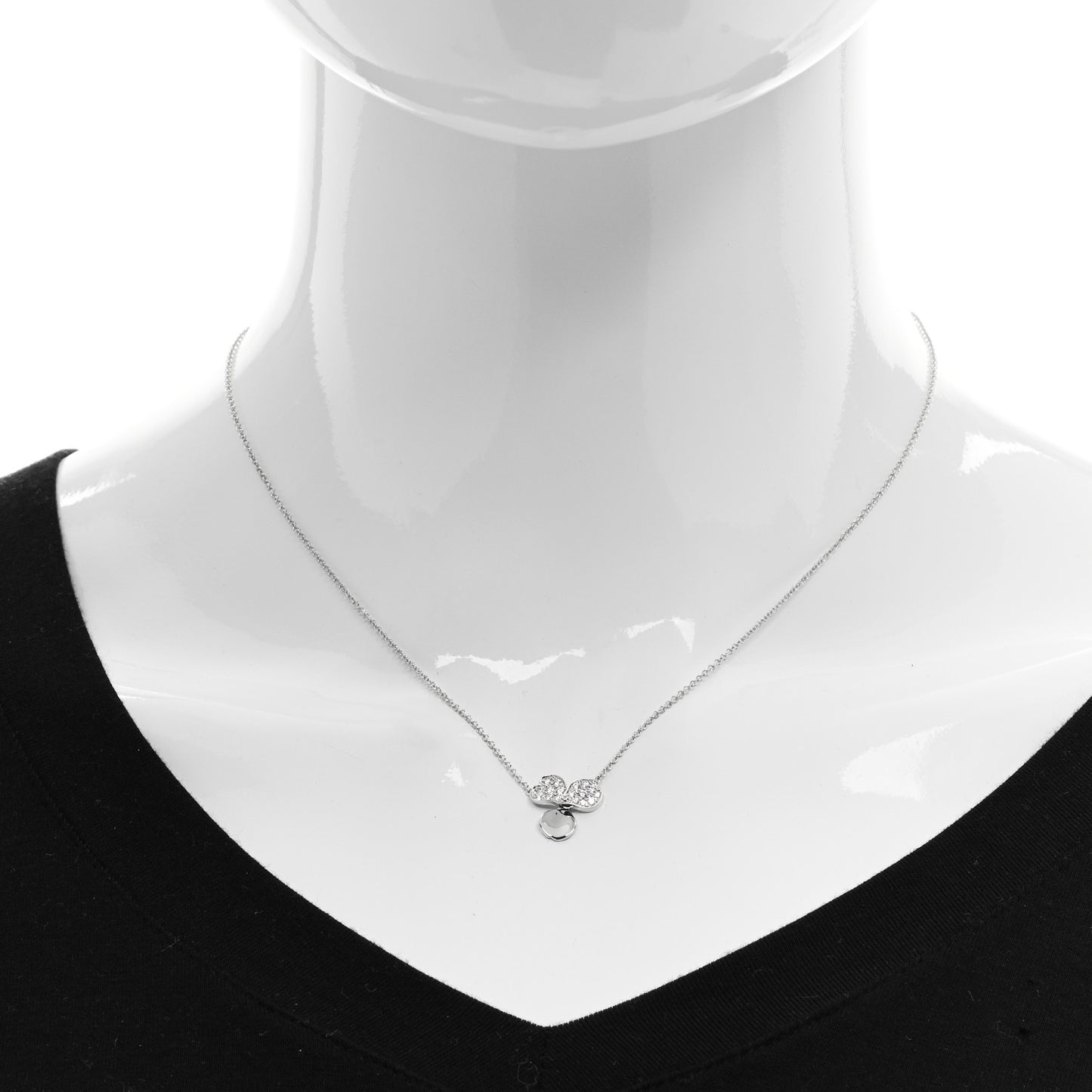 Platinum Diamond .17ctw Small Paper Flowers Pendant Necklace