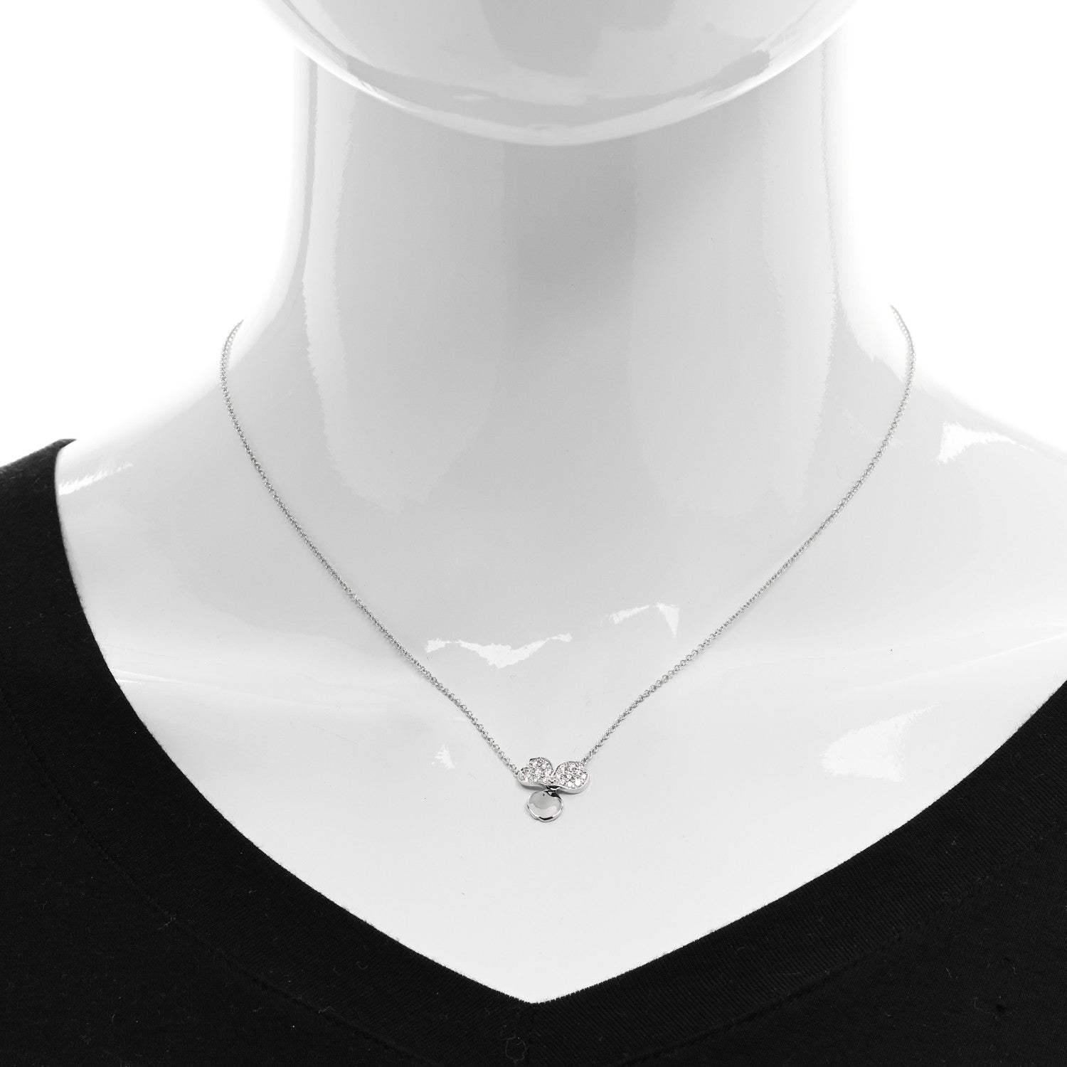 Tiffany Platinum Diamond .17ctw Small Paper Flowers Pendant Necklace 2 of 6