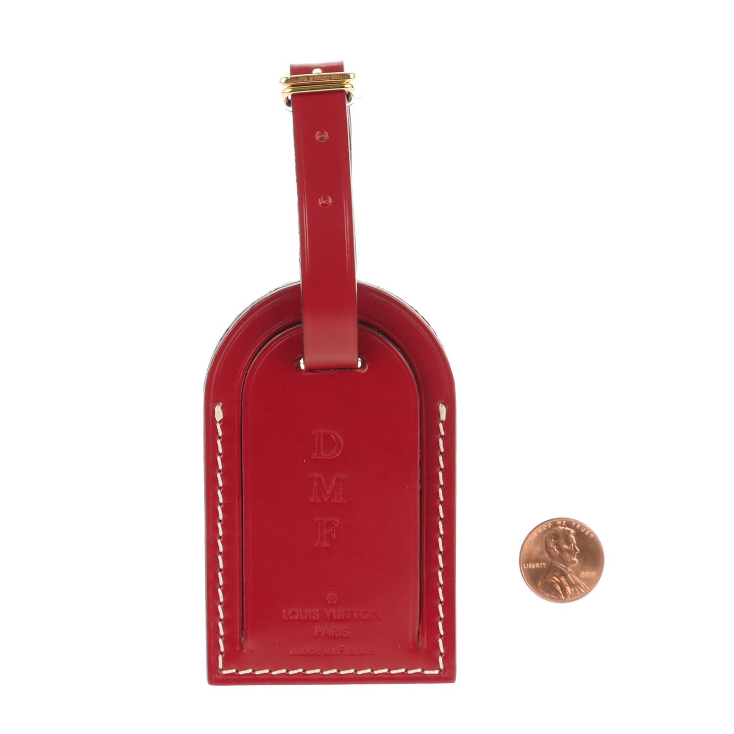 Calfskin Luggage Tag Red