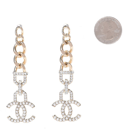 Chanel Metal Crystal CC Vendome CC Dangle Earrings Gold 2 of 6